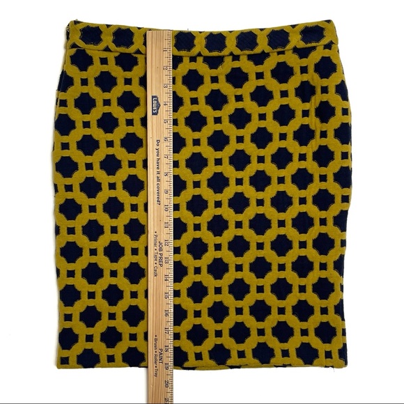 Anthropologie Charlie & Robin Blue & Gold Tile Print Knit Skirt Size 4 - Picture 13 of 13